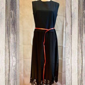 Marc Jacobs Lace-Trimmed Pleated Silk-Twill Dress